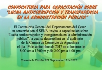 Capacitaci&oacute;n Lucha Anticorrupci&oacute;n y Transparencia en la administraci&oacute;n publica Aguachica