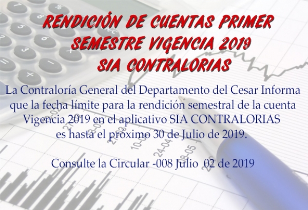 Rendici&oacute;n de Cuentas Semestral  Vigencia 2019