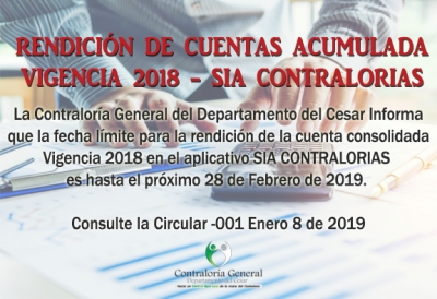 Rendici&oacute;n de Cuentas Consolidada Vigencia 2018
