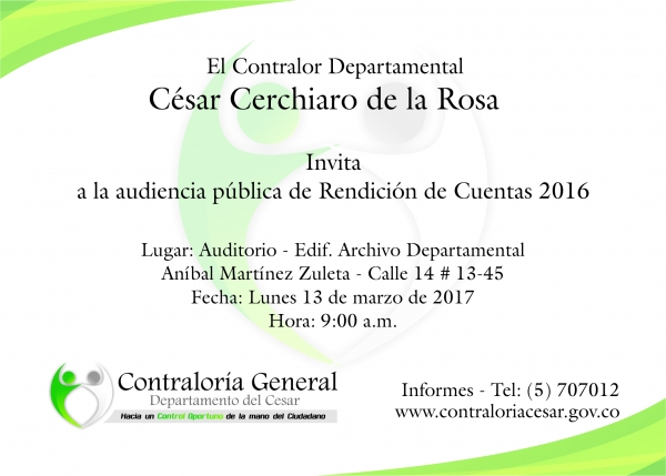 Audiencia para Rendici&oacute;n de Cuentas Vigencia 2016